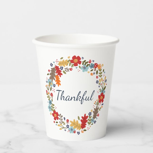 Dankenswerter Fall Wreath Mug Thanksgiving-Geschen Pappbecher (Vorderseite)