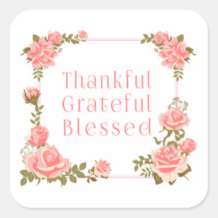 Dankenswerter, gesegneter Erntedank-Aufkleber Quadratischer Aufkleber