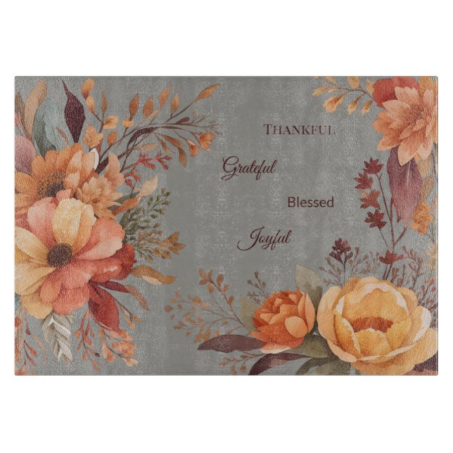 Dankenswerter, gesegneter, floraler Erntedank Schneidebrett (Vorderseite)