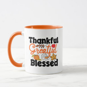 Dankenswerter, gesegneter Wordart-Erntedank Tasse