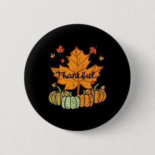 Dankenswerter Leaf Pumpkin Niedlicher Erntedank Fa Button