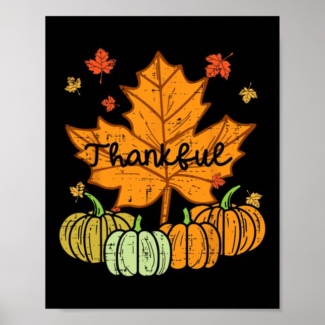 Dankenswerter Leaf Pumpkin Niedlicher Erntedank Fa Poster (Vorne)