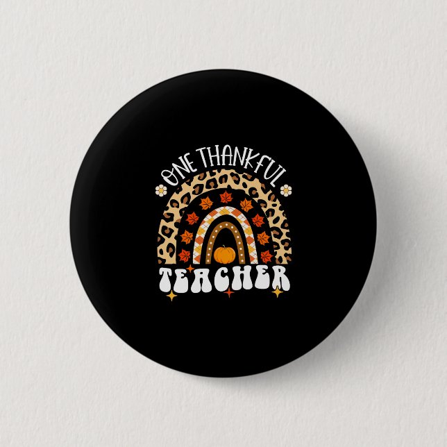 Dankenswerter Lehrer Erntedank Rainbow Leopard Fal Button (Vorderseite)