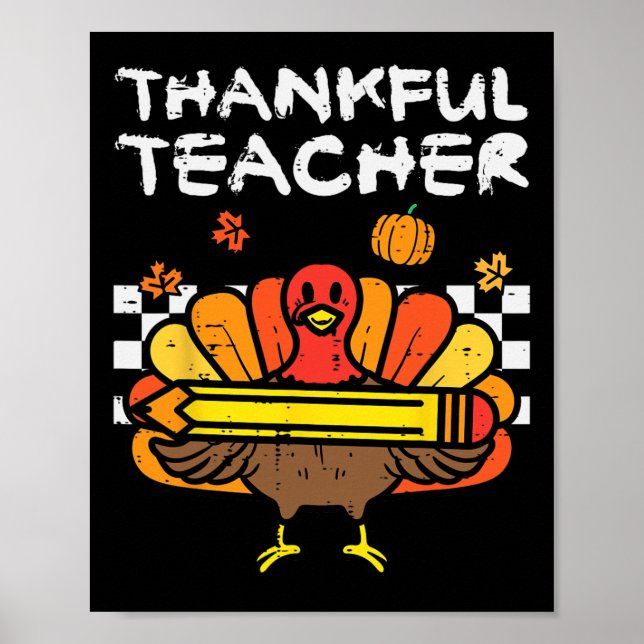 Dankenswerter Lehrer Erntedank Türkei Retro Fall W Poster (Vorne)