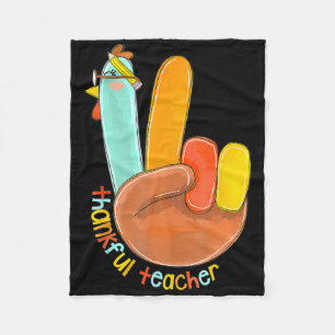 Dankenswerter Lehrer Funny Erntedank Peace Hand Si Fleecedecke