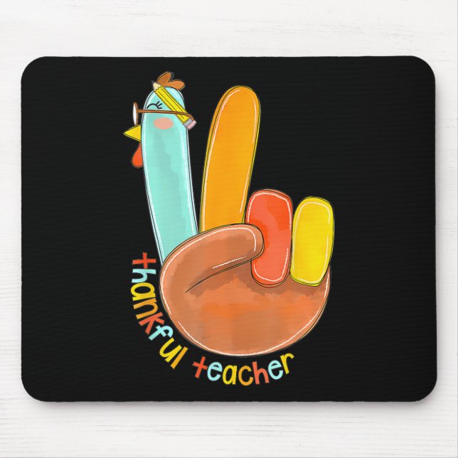 Dankenswerter Lehrer Funny Erntedank Peace Hand Si Mousepad (Vorne)