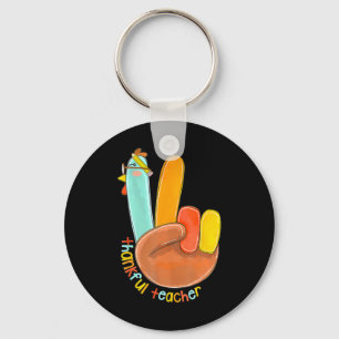 Dankenswerter Lehrer Funny Erntedank Peace Hand Si Schlüsselanhänger