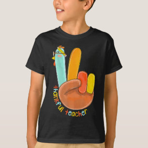 Dankenswerter Lehrer Funny Erntedank Peace Hand Si T-Shirt