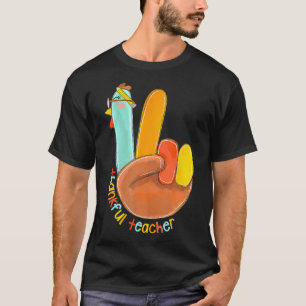 Dankenswerter Lehrer Funny Erntedank Peace Hand Si T-Shirt