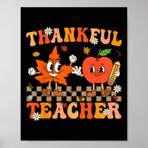 Dankenswerter Lehrer Retro Groovy Erntedank Wo fäl Poster