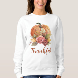 Dankenswerter Orange Pumpkin Herbst Erntedank Sweatshirt