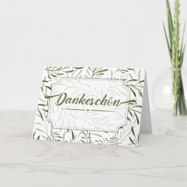 Dankeschön an Deutsch Sage Green Botanical Karte (Vorderseite)