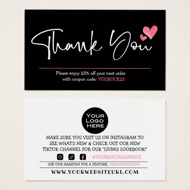 Dankeschön an die Kunden-Rabattkarte für Skript &  (Vorne & Hinten)