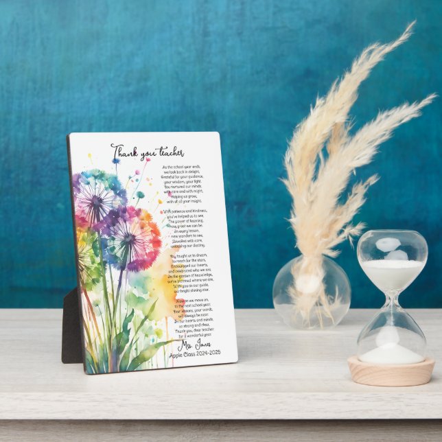 Dankeschön an Lehrer Ruhestand Löwengedicht Fotoplatte (Seite)