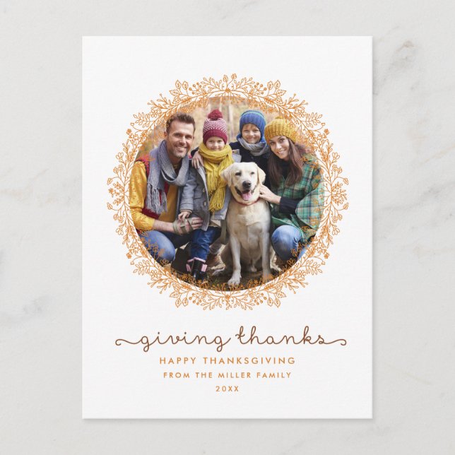 Dankeschön an Wreath Erntedank Foto Postcard Postkarte (Vorderseite)