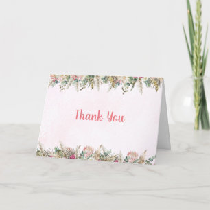 Dankeschön aus rosa Boho-Pampasgras mit floralem g Dankeskarte