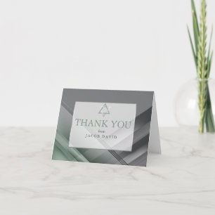 Dankeschön   Bar Mitzvah Modernes Grün und Kohle Einladung