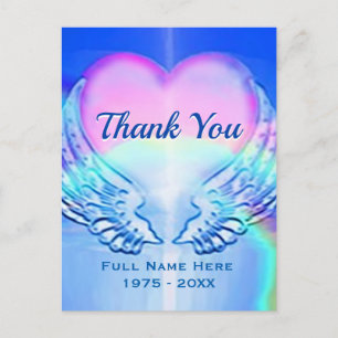 Dankeschön Beileid Herz und Engel Wings Postkarte