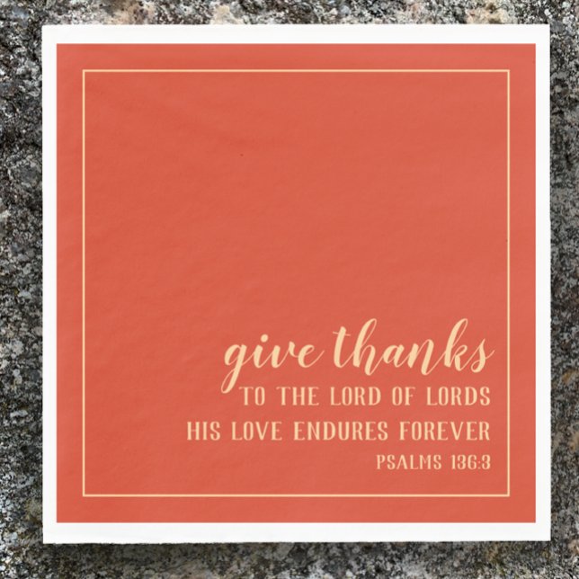 Dankeschön Bible Scripting Orange Erntedank Serviette (Give Thanks Christian Bible Scripture napkins for Thanksgiving table decoration orange 
modern)