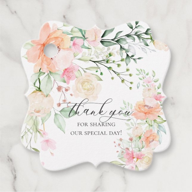 Dankeschön | Blume für Wasserfarben Geschenkanhänger (Vorderseite)