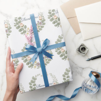 Dankeschön-Blumenaufkleber Geschenkpapier