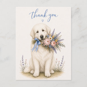 Dankeschön-Blumenstrauß Great Pyrenees Postkarte