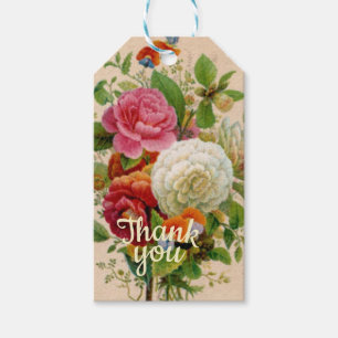 Dankeschön-Blumenstrauß im Vintage-Stil Geschenkanhänger