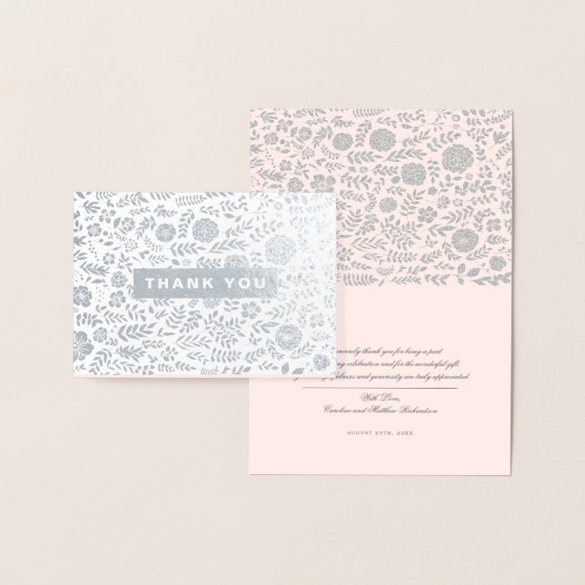 Dankeschön. Blush Pink Floral Wedding Folienkarte (Anzeige)