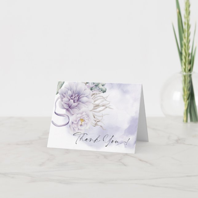 Dankeschön | BOHO Watercolor Lilac Peony Dankeskarte (Vorderseite)