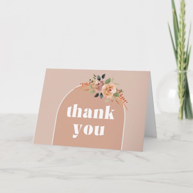 Dankeschön Card, Boho Moderner Bogen mit Wildblume Dankeskarte (Vorderseite)