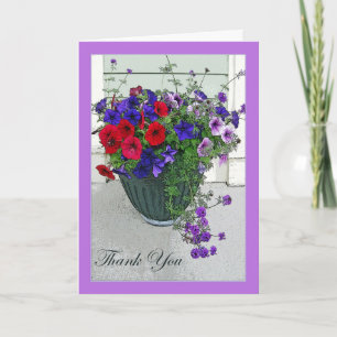 Dankeschön Card mit Blume Arrangement, Petunias Dankeskarte