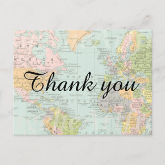 Dankeschön Card - Multicolor World Map Postkarte