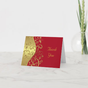 Dankeschön Card - Red & Gold Wirbel Dankeskarte