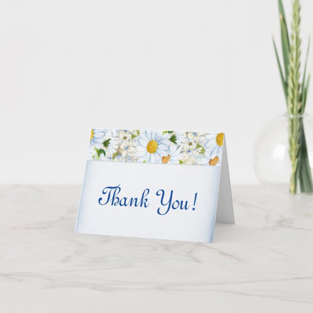 Dankeschön! Daisy Floral Greenery Blätter Vielen D Dankeskarte (Vorderseite)