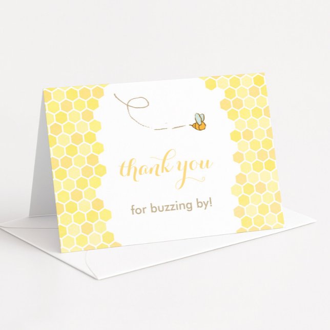 Dankeschön, danke an die Honigbiene (Sweet as honey thank you for buzzing by honeycomb design with cartoon bee)
