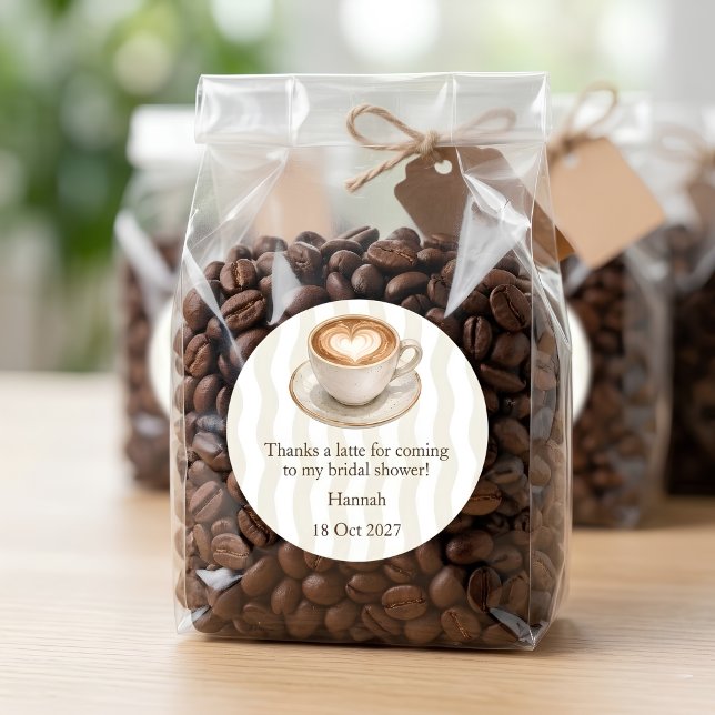 Dankeschön-Editorial-Aufkleber A Latte Runder Aufkleber (Thanks A Latte Coffee Bridal Shower Favor Sticker)