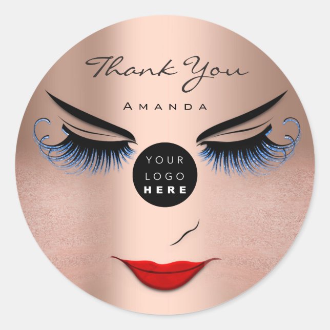 Dankeschön Eyelash Sweet 16. Rose Logo Qr Code Runder Aufkleber (Vorderseite)