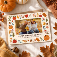 Dankeschön-Familienfoto Herbstblätter Personalisie