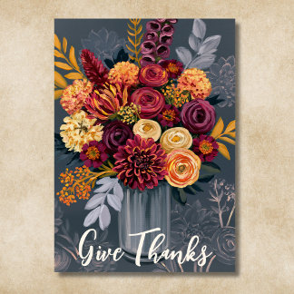 Dankeschön Farbige Blumenstrauß Thanksgiving Feiertagskarte