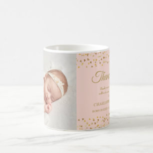 Dankeschön-Foto für Baby Mädchen Rosa Geburtsanzei Kaffeetasse