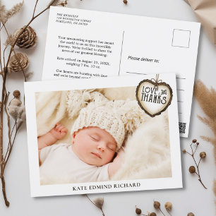 Dankeschön Foto für Neugeborenes Kind Geburtsanzei Postkarte