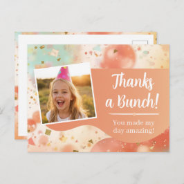 Dankeschön-Foto zum Kindergeburtstag Pastell-Konfe Postkarte