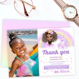 Dankeschön-Fotokarte für afroamerikanische Prinzes Einladung