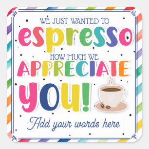 Dankeschön für alles, was Sie tun! Quadratischer Aufkleber