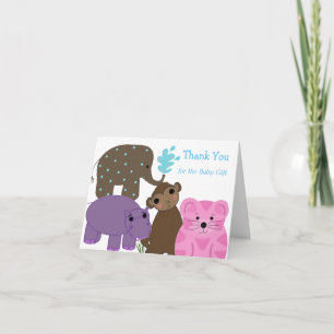 Dankeschön für Baby Shower im Zoo-Stil Dankeskarte