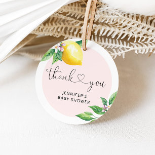 Dankeschön für Baby Shower mit rosa Zitrone Geschenkanhänger
