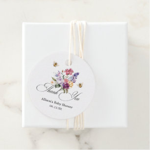 Dankeschön für bunte Blumen zur Bienchen-Baby-Part Geschenkanhänger