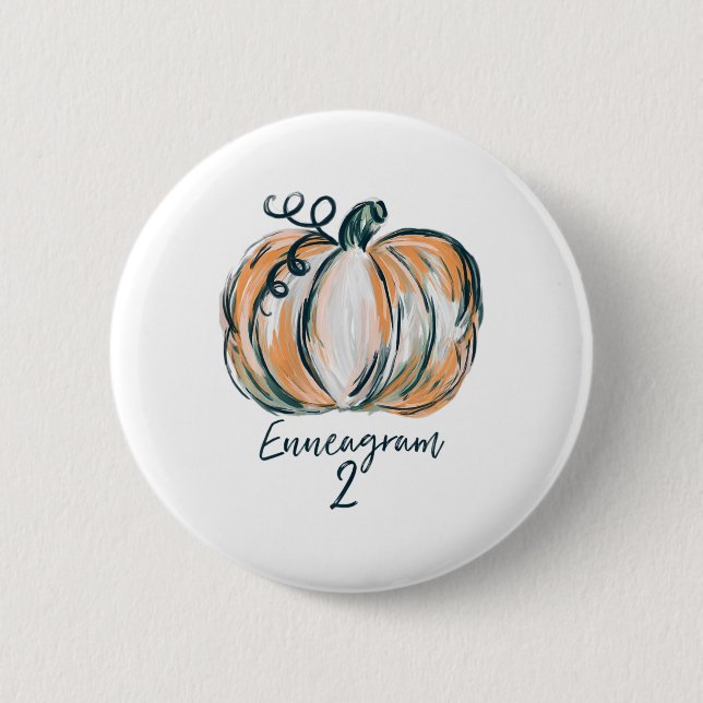 Dankeschön für Damen Enneagramm 2 Wasserfarbe Kürb Button (Vorderseite)