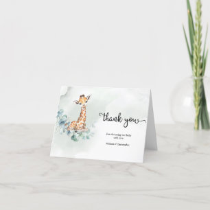 Dankeschön für das Baby giraffa green eucalyptus Dankeskarte