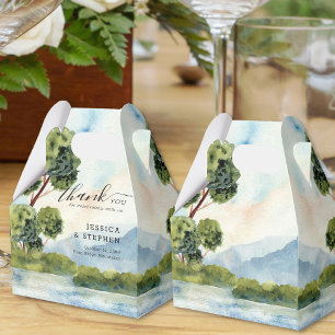 Dankeschön für die Aquarell-Hochzeit am Lake Everg Geschenkschachtel